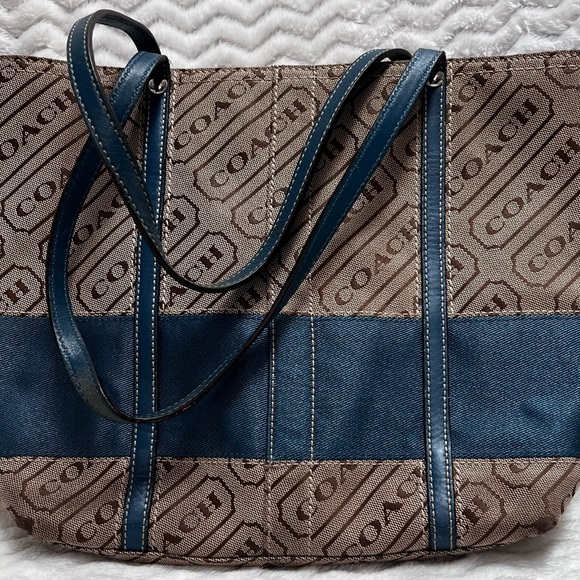 EUC Coach Lozenge Purse, Tan/Blue - Picture 5 of 6